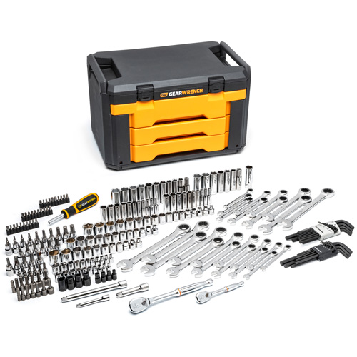 Jeu d'outils pour m&eacute;canicien dans boîte de rangement &agrave; trois tiroirs Canadian Safety Group Inc.