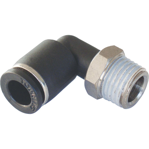 Adaptateur coude m&acirc;le NPT MAXFIT &agrave; raccord instantan&eacute; (push-to-connect), 3/8" x 1/2" dia., Polym&egrave;re PBT Canadian Safety Group Inc.