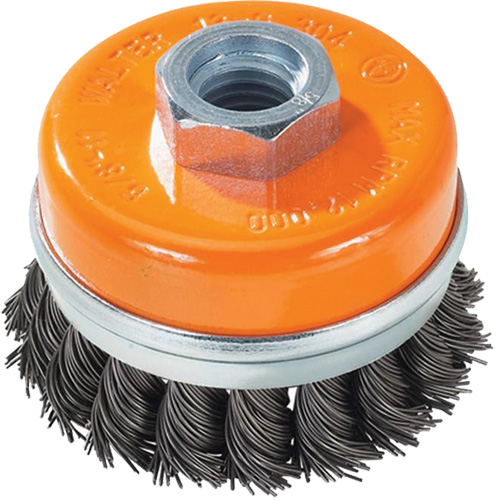 Knot-Twisted Wire Cup Brush with Ring, 3" Dia. x 5/8"-11 Arbor Canadian Safety Group Inc.