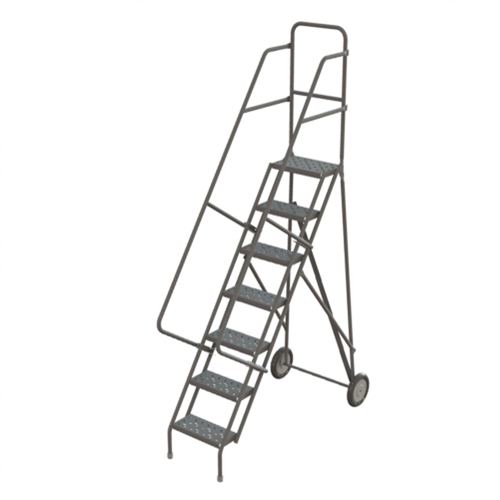 Steel Rolling Ladder, 7 Steps, 16" Step Width, 70" Platform Height, Steel Canadian Safety Group Inc.
