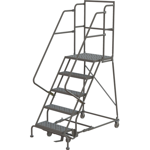 Deep Top Step Rolling Ladder, 5 Steps, 24" Step Width, 50" Platform Height, Steel Canadian Safety Group Inc.