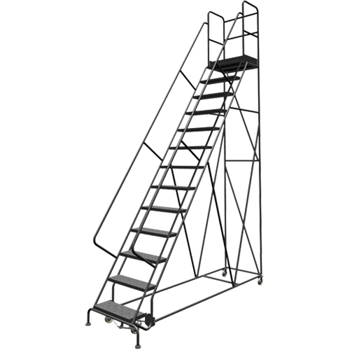 Deep Top Step Rolling Ladder, 13 Steps, 24" Step Width, 130" Platform Height, Steel Canadian Safety Group Inc.