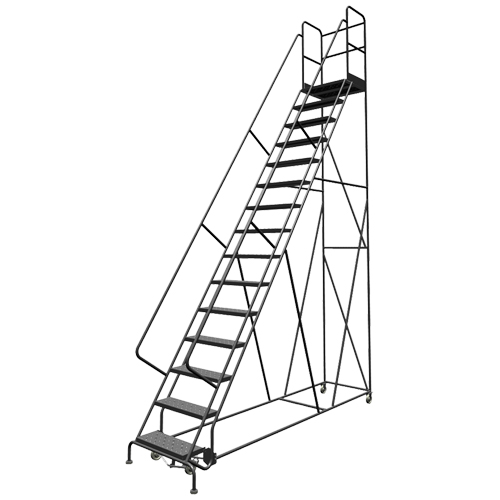 Deep Top Step Rolling Ladder, 15 Steps, 24" Step Width, 150" Platform Height, Steel Canadian Safety Group Inc.