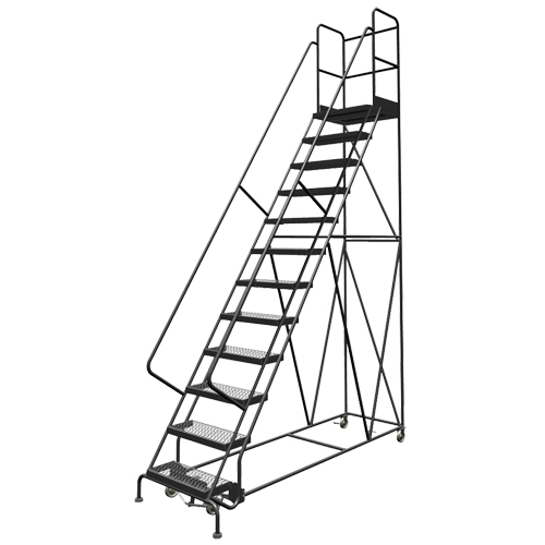 Escabeaux roulants &agrave; dessus profond, 7 marches, Largeur de la marche 24", Hauteur de la plateforme 70", Acier Canadian Safety Group Inc.