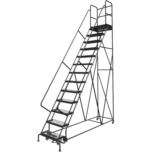 Escabeaux roulants &agrave; dessus profond, 13 marches, Largeur de la marche 24", Hauteur de la plateforme 130", Acier Canadian Safety Group Inc.
