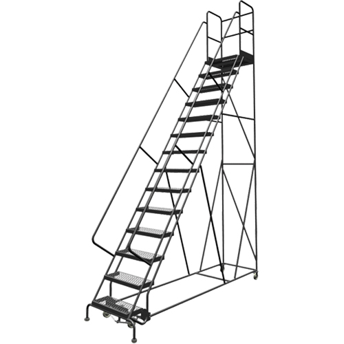 Escabeaux roulants &agrave; dessus profond, 14 marches, Largeur de la marche 24", Hauteur de la plateforme 140", Acier Canadian Safety Group Inc.