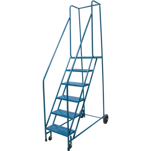 Rolling Step Ladder, 6 Steps, 18" Step Width, 55" Platform Height, Steel Canadian Safety Group Inc.