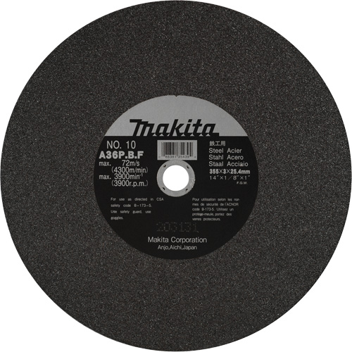 Metal Cutting Wheels, 14" x 1/8", 1" Arbor, Aluminum Oxide, 3900 RPM Canadian Safety Group Inc.