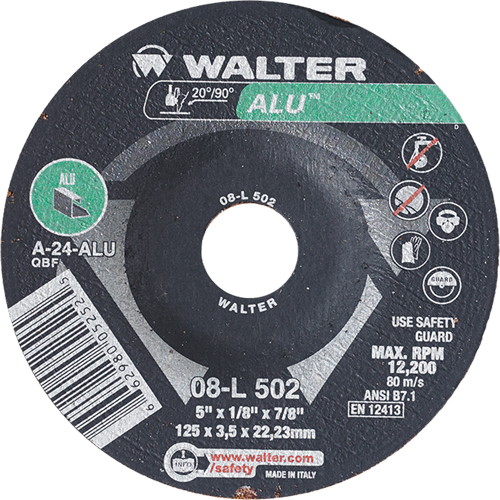 Meules &agrave; moyeu d&eacute;port&eacute; - Aluminium type 27, 5" x 1/8", Arbre de 7/8", Type 27 Canadian Safety Group Inc.