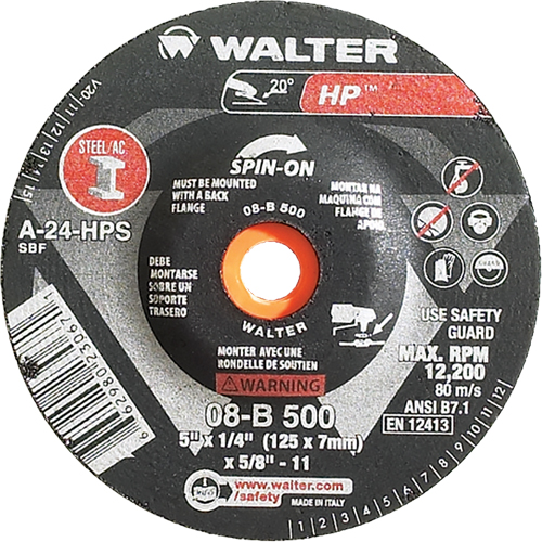 Meule HP vissable, 5" x 1/4", Arbre de 5/8"-11, Type 27S Canadian Safety Group Inc.