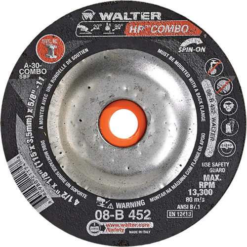 Meule combin&eacute;e HP Combo vissable, 4-1/2" x 1/8", Arbre de 5/8"-11, Type 27S Canadian Safety Group Inc.