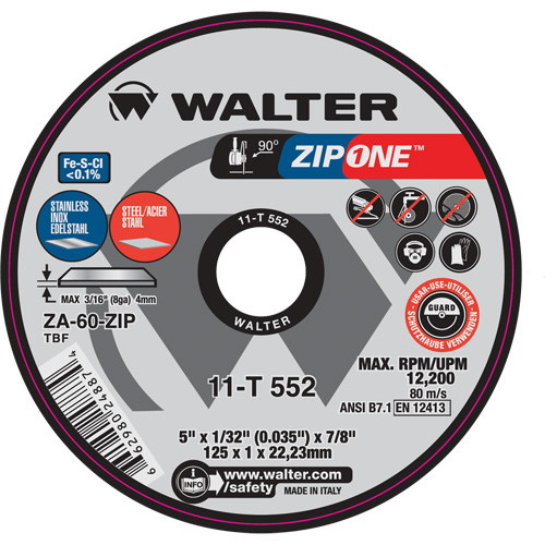 Zip One Cut-Off Wheel, 4-1/2" x 1/32", 7/8" Arbor, Type 1 Canadian Safety Group Inc.