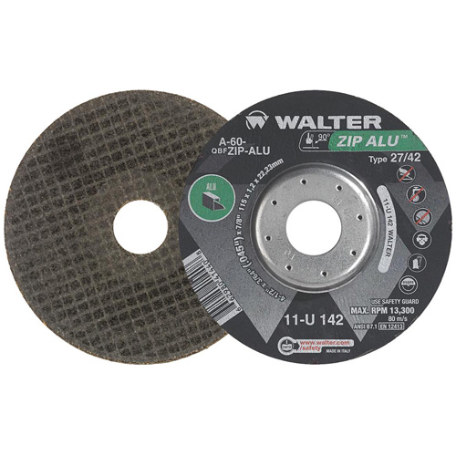 Meule &agrave; tronçonner Zip Alu, 5" x 3/64", Arbre de 7/8", Type 27, Oxyde d'aluminium, 12 200 Tr/min Canadian Safety Group Inc.