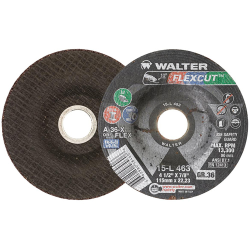 Meule FLEXCUT, 4-1/2", 36 Grain, Oxyde d'aluminium, 7/8", 13 300 Tr/min, Type 29 Canadian Safety Group Inc.