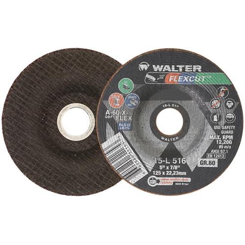 Meule FLEXCUT, 5", 60 Grain, Oxyde d'aluminium, 7/8", 12 200 Tr/min, Type 29 Canadian Safety Group Inc.