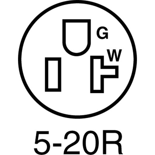 2-Pole 3-Wire Grounding Straight Blade Connector, 5-20P, Nylon Canadian Safety Group Inc.