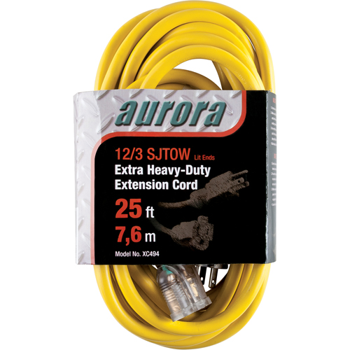 Vinyl Extension Cord with Light Indicator, Outdoor, SJTOW, 12/3 AWG, 15 A, 25' Canadian Safety Group Inc.