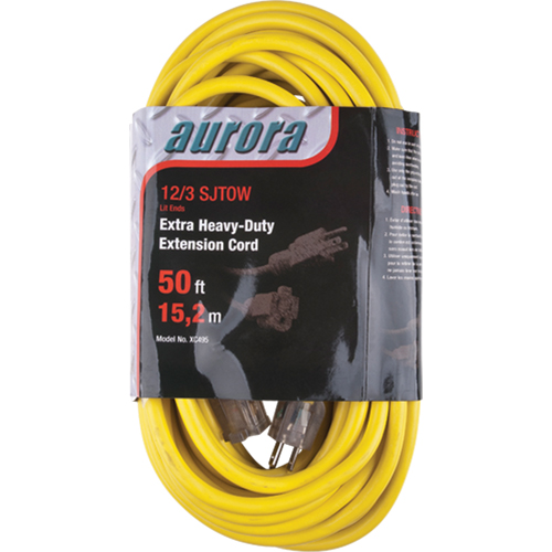 Cordon rallonge en vinyle avec indicateur lumineux, Ext&eacute;rieur, SJTOW, AWG 12/3, 15 A, 50' Canadian Safety Group Inc.
