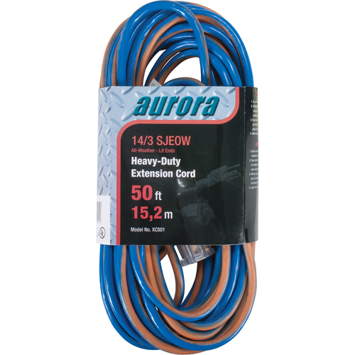 TPE-Rubber Extension Cord With Light Indicator, All-Weather, SJEOW, 14/3 AWG, 15 A, 50' Canadian Safety Group Inc.
