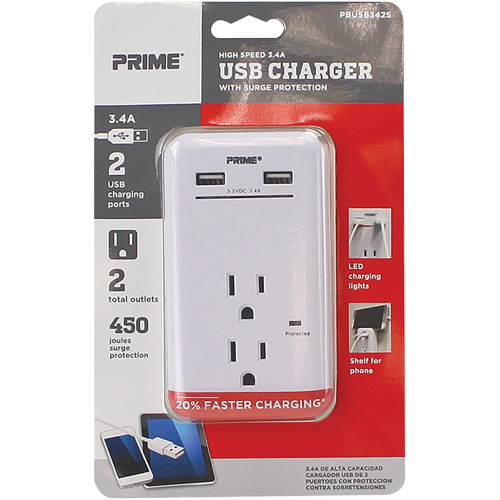 Prime&reg; USB Charger with Surge Protector Canadian Safety Group Inc.