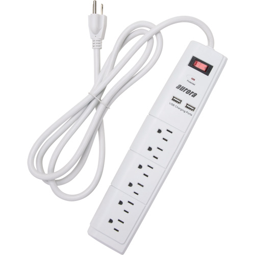 Limiteur de surtension avec chargeur USB, 6 Prises, 1200 J, 1875 W, Cordon 6' Canadian Safety Group Inc.