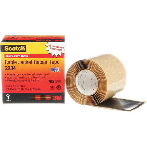 Scotch&reg; Cable Jacket Repair Tape, 51 mm (2") x 1.8 m (6'), Black, 60 mils Canadian Safety Group Inc.