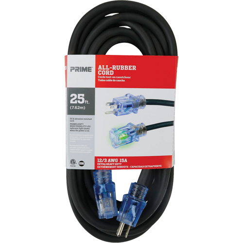 Cordon rallonge All-Rubber, Ext&eacute;rieur, SJOOW, AWG 12/3, 15 A, 25' Canadian Safety Group Inc.