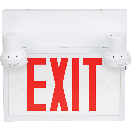 Exit Sign with Security Lights, LED, Battery Operated/Hardwired, 12-1/10" L x 11" W, English Canadian Safety Group Inc.