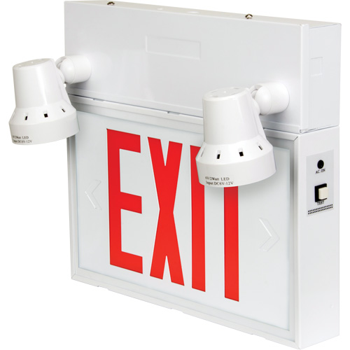 Exit Sign with Security Lights, LED, Battery Operated/Hardwired, 12-1/10" L x 11" W, English Canadian Safety Group Inc.