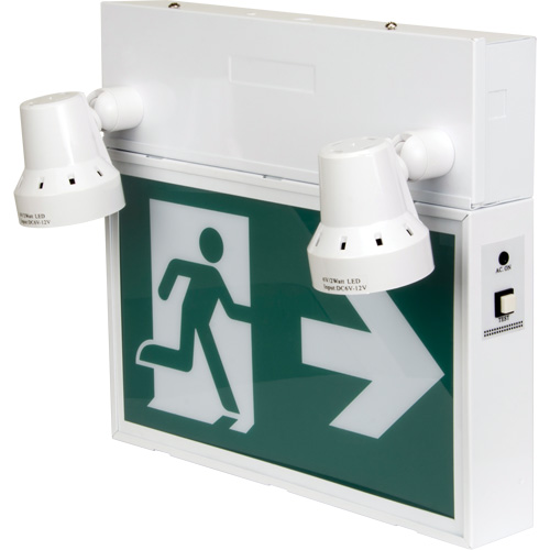 Enseigne d'homme qui court avec &eacute;clairage de s&eacute;curit&eacute;, DEL, &agrave; piles/&agrave; raccordement fixe, 12-1/10" lo x 11" la, Pictogramme Canadian Safety Group Inc.