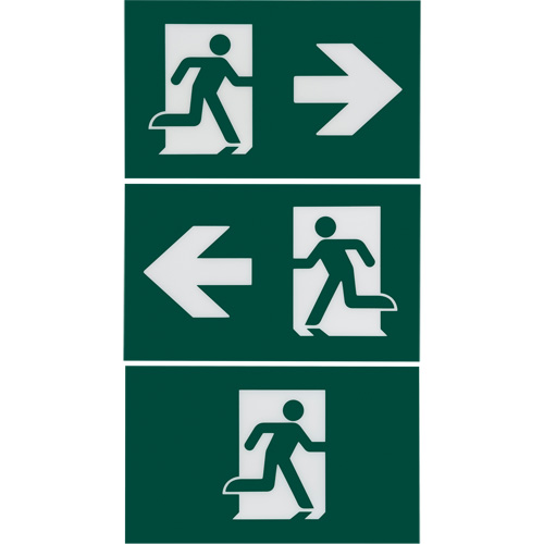 Enseigne d'homme qui court avec &eacute;clairage de s&eacute;curit&eacute;, DEL, &agrave; piles/&agrave; raccordement fixe, 12-1/10" lo x 11" la, Pictogramme Canadian Safety Group Inc.