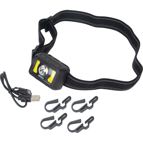 Headlamp, LED, 350 Lumens, 2 Hrs. Run Time, Rechargeable Batteries Canadian Safety Group Inc.