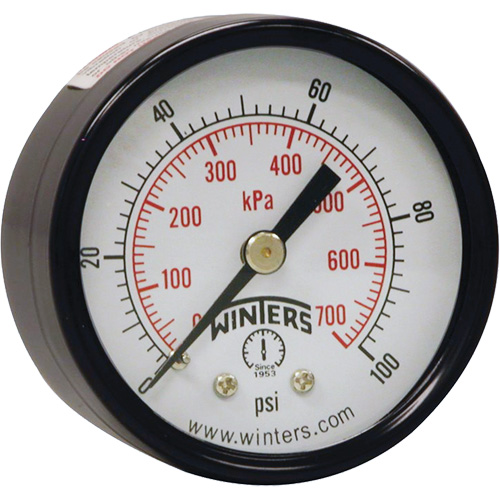Economy Pressure Gauge, 2" , 0 - 160 psi, Back Mount, Analogue Canadian Safety Group Inc.