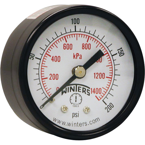 Economy Pressure Gauge, 2" , 0 - 200 psi, Back Mount, Analogue Canadian Safety Group Inc.