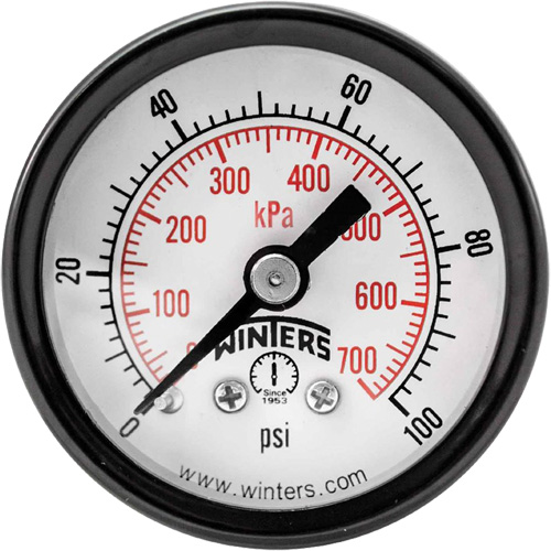 Economy Pressure Gauge, 1-1/2" , 0 - 100 psi, Back Mount, Analogue Canadian Safety Group Inc.