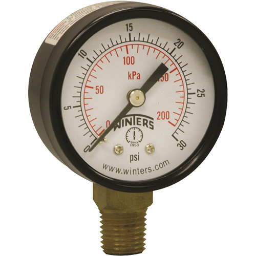Manom&egrave;tre &eacute;conomique,  2", 0 - 30 psi, Fixation inf&eacute;rieure, Analogique Canadian Safety Group Inc.