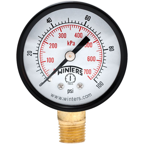 Economy Pressure Gauge, 2" , 0 - 100 psi, Bottom Mount, Analogue Canadian Safety Group Inc.