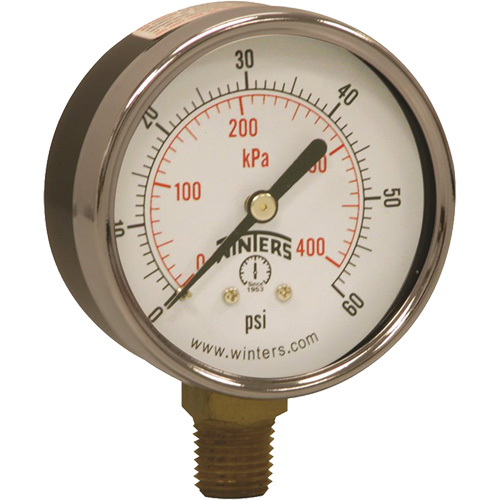 Manom&egrave;tre &eacute;conomique,  2-1/2", 0 - 60 psi, Fixation inf&eacute;rieure, Analogique Canadian Safety Group Inc.