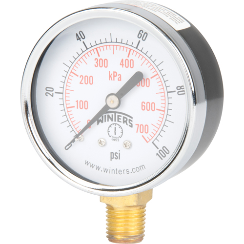 Manom&egrave;tre,  2-1/2", 0 - 100 psi, Fixation inf&eacute;rieure, Analogique Canadian Safety Group Inc.