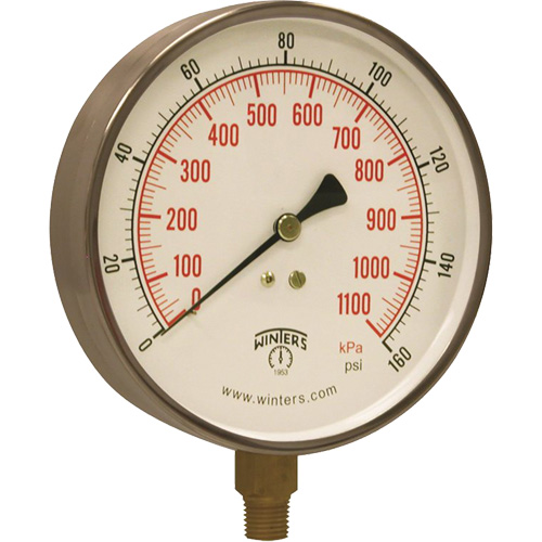 Contractor Pressure Gauge, 4-1/2" , 0 - 160 psi, Bottom Mount, Analogue Canadian Safety Group Inc.