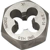 Hexagonal Rethreading Die, 7/10" Dia., 1/4"-28 Thread, High Speed Steel Canadian Safety Group Inc.