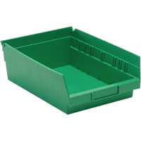 Shelf Bins, 8-3/8" W x 4" H x 11-5/8" D, Green, 30 lbs. Capacity Canadian Safety Group Inc.
