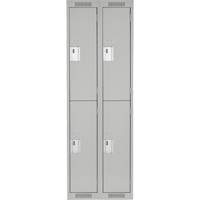 Clean Line Lockers, 2 -tier, Bank of 2, 24" x 18" x 72", Steel, Grey, Rivet (Assembled) Canadian Safety Group Inc.