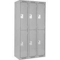 Clean Line Lockers, 2 -tier, Bank of 3, 36" x 18" x 72", Steel, Grey, Rivet (Assembled) Canadian Safety Group Inc.