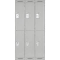 Clean Line Lockers, 2 -tier, Bank of 3, 36" x 18" x 72", Steel, Grey, Rivet (Assembled) Canadian Safety Group Inc.