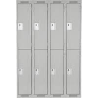 Clean Line Lockers, 2 -tier, Bank of 4, 48" x 18" x 72", Steel, Grey, Rivet (Assembled) Canadian Safety Group Inc.