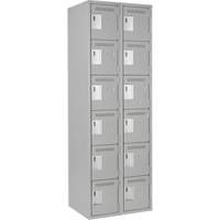 Clean Line Lockerettes, 6 -tier, Bank of 2, 24" x 18" x 72", Steel, Grey, Rivet (Assembled) Canadian Safety Group Inc.