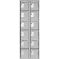 Clean Line Lockerettes, 6 -tier, Bank of 2, 24" x 18" x 72", Steel, Grey, Rivet (Assembled) Canadian Safety Group Inc.
