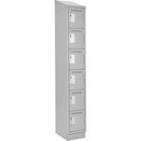 Clean Line Lockerette, 6 -tier, 12" x 18" x 82", Steel, Grey, Rivet (Assembled) Canadian Safety Group Inc.