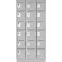 Clean Line Lockerette, 6 -tier, Bank of 3, 36" x 18" x 76", Steel, Grey, Rivet (Assembled) Canadian Safety Group Inc.